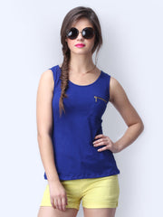 FabAlley Women Blue Pop Tank Top