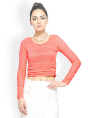 FabAlley Women Orange Lace Crop Top