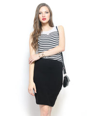 FabAlley Women White &amp; Black Striped Top