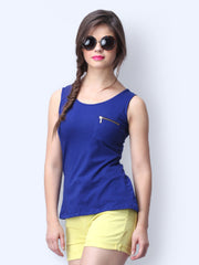 FabAlley Women Blue Pop Tank Top