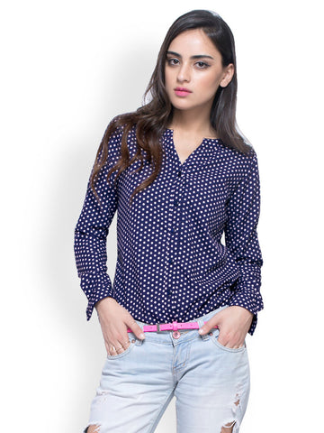 FabAlley Women Blue Polka Dot Print Top