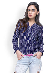 FabAlley Women Blue Polka Dot Print Top
