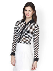 FabAlley Women Black and White Printed Shirt