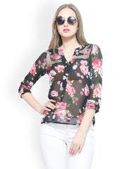 FabAlley Women Black Floral Printed Top