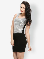 FabAlley Women Silver Toned Top