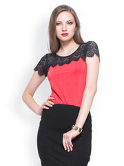 FabAlley Women Orange Lace Top