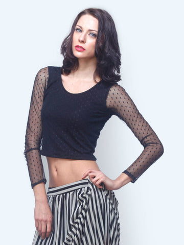 FabAlley Women Black Meshing Around Crop Top