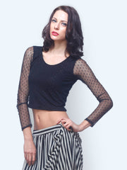 FabAlley Women Black Meshing Around Crop Top