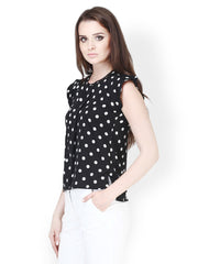FabAlley Women Black &amp; White Polka Dot Print Top