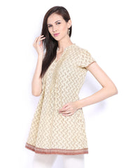 Fabindia Women Beige &amp; Brown Printed Tunic