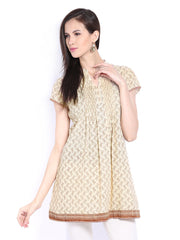 Fabindia Women Beige &amp; Brown Printed Tunic