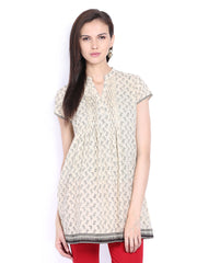 Fabindia Women Black &amp; Cream Coloured Printed Tunic
