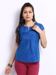 Fabindia Women Blue Chanderi Top