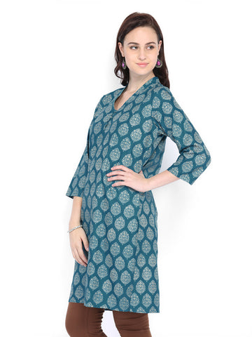 Fabindia Women Blue Printed Kurta
