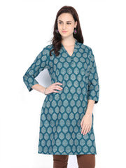 Fabindia Women Blue Printed Kurta