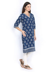 Fabindia Women Indigo Blue Hand Block Print Kurta