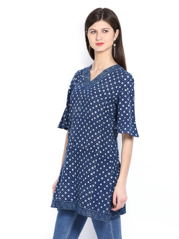 Fabindia Women Blue Printed Kurti