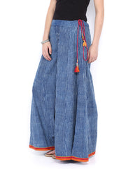Fabindia Women Blue Striped Palazzo Pants