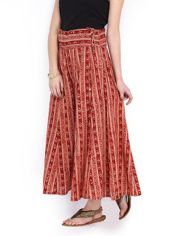 Fabindia Women Brown &amp; Beige Printed Palazzo Pants