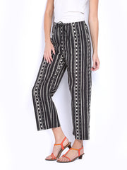 Fabindia Women Brown &amp; Cream Coloured Printed Cotton Pants