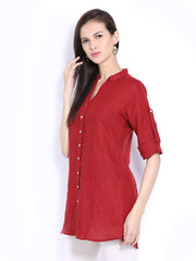 Fabindia Women Red Linen Kurta