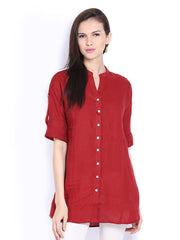 Fabindia Women Red Linen Kurta