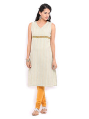 Fabindia Women Beige Striped Kurta