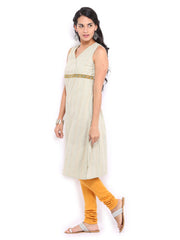 Fabindia Women Beige Striped Kurta