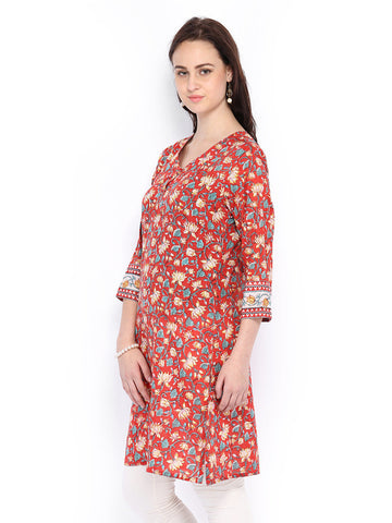 Fabindia Women Red Printed Kurta