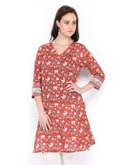 Fabindia Women Red Printed Kurta