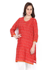Fabindia Women Red Printed Kurta