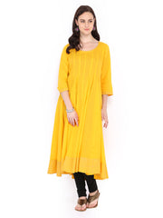 Fabindia Women Yellow Anarkali Kurta