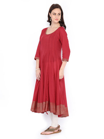 Fabindia Women Red Anarkali Kurta