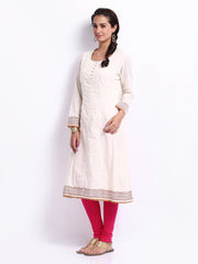 Fabindia Women Off-White Anarkali Kurta