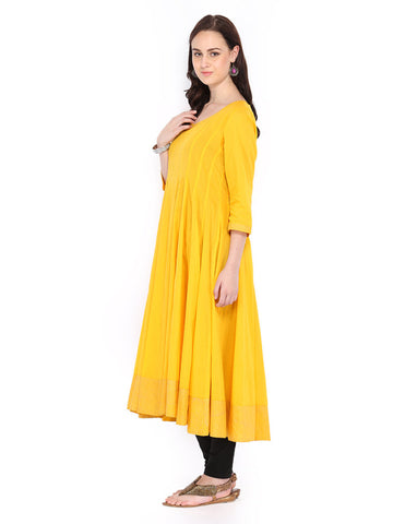 Fabindia Women Yellow Anarkali Kurta