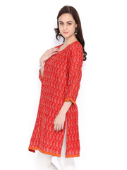 Fabindia Women Red Printed Kurta