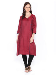 Fabindia Women Maroon &amp; Blue Kurta