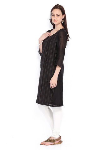 Fabindia Women Black Chanderi Kurta