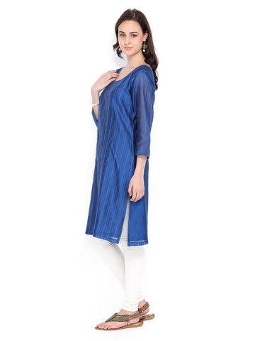 Fabindia Women Blue Chanderi Kurta