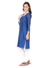 Fabindia Women Blue Chanderi Kurta
