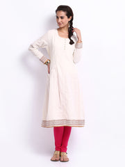 Fabindia Women Off-White Anarkali Kurta