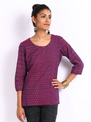 Fabindia Women Purple Ikat Kurti
