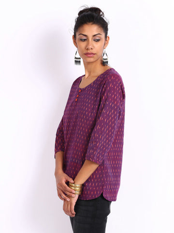 Fabindia Women Purple Ikat Kurti