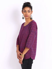 Fabindia Women Purple Ikat Kurti