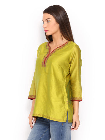 Fabindia Women Lime Green Kurti