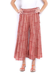 Fabindia Women Maroon &amp; Cream Colored Palazzo Pants