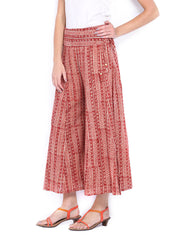 Fabindia Women Maroon &amp; Cream Colored Palazzo Pants