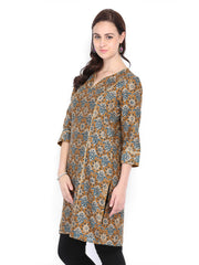 Fabindia Women Mustard Brown Printed Kurta