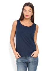 Fabindia Women Navy Sleeveless Top