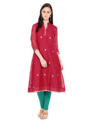 Fabindia Women Pink Chanderi Kurta